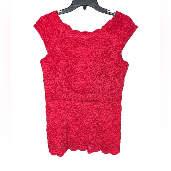 Dress Barn Collection‎ Red Lace Off The Shoulder Blouse Size 8 - Picture 1 of 4